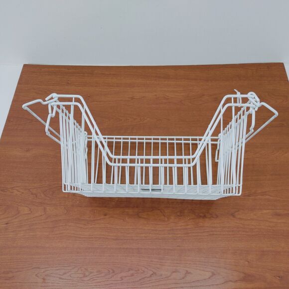 2 - White Metal Shelf Storage Baskets Organizer for Kitchen Cabinet or Fridge - Picture 3 of 5